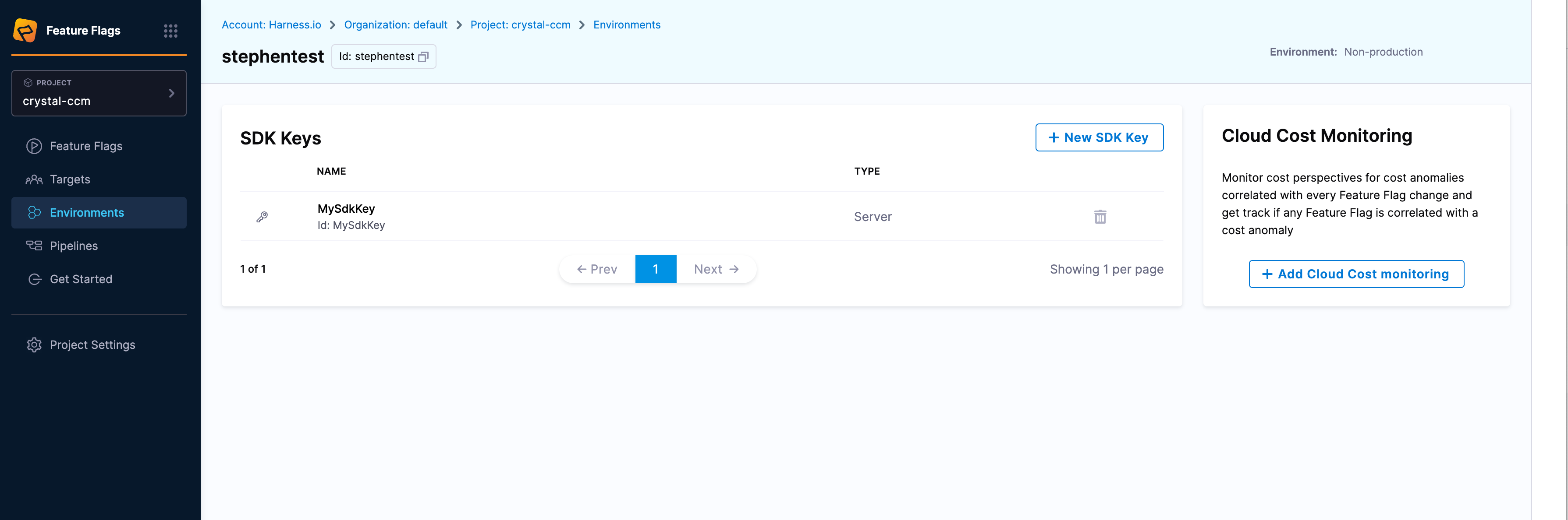 The Cloud Cost Monitoring Feature Within The Environments Menu